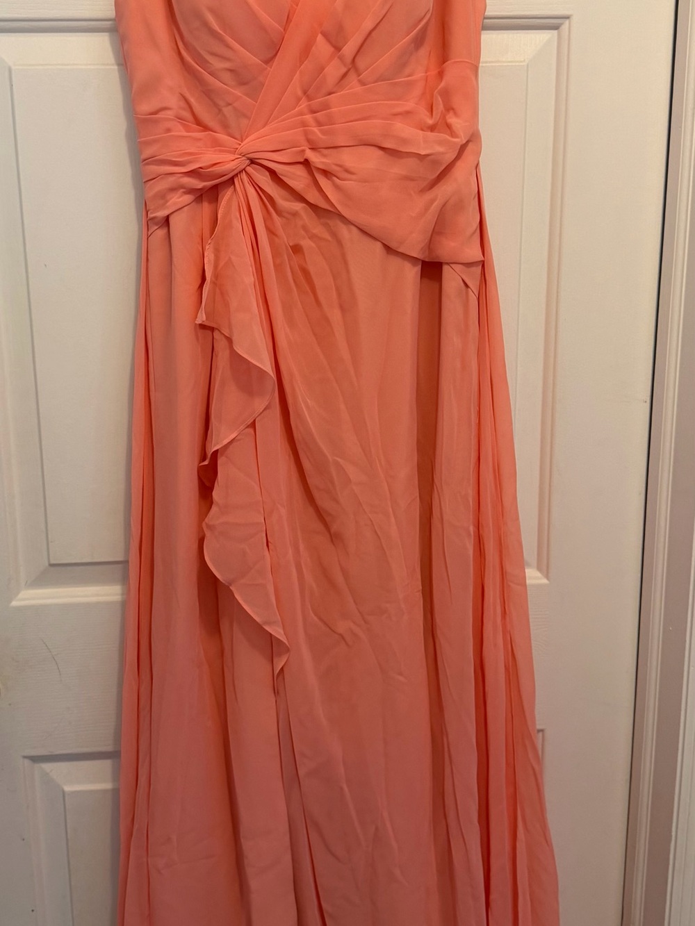 Azazie Coral Knot-Front Chiffon Maxi Dress